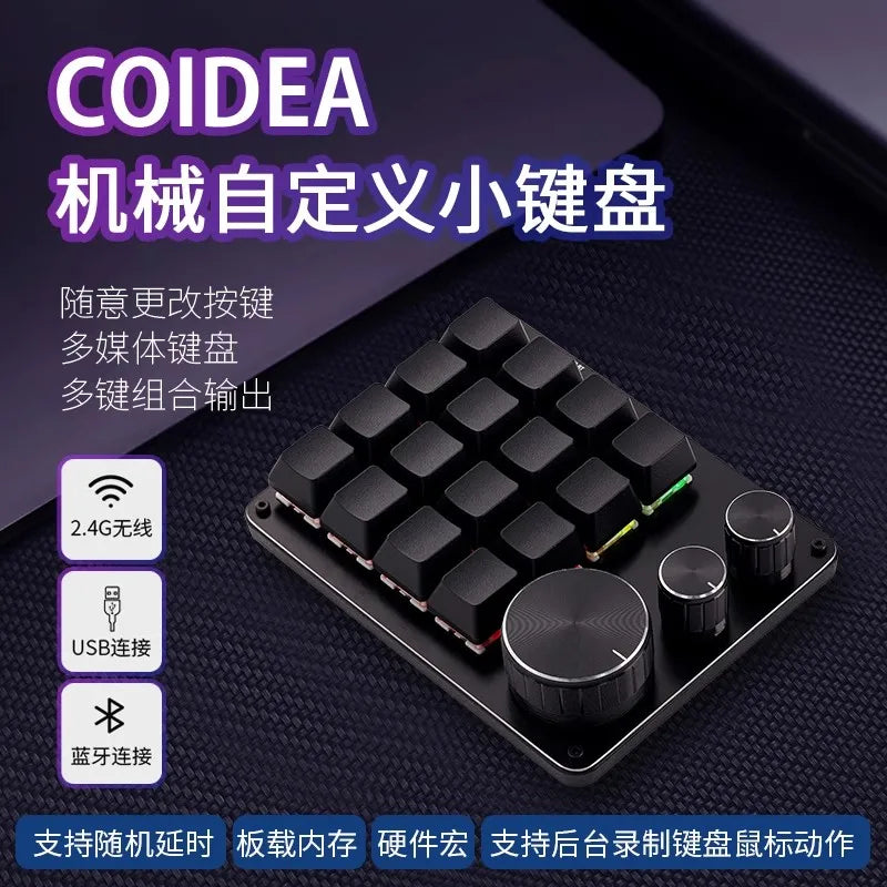 COIDEA Mini Wired RGB Keypad with Knob – Portable Macro Programming Keyboard for PS/Design Custom Controls, Gaming & Creative Work Gift Device