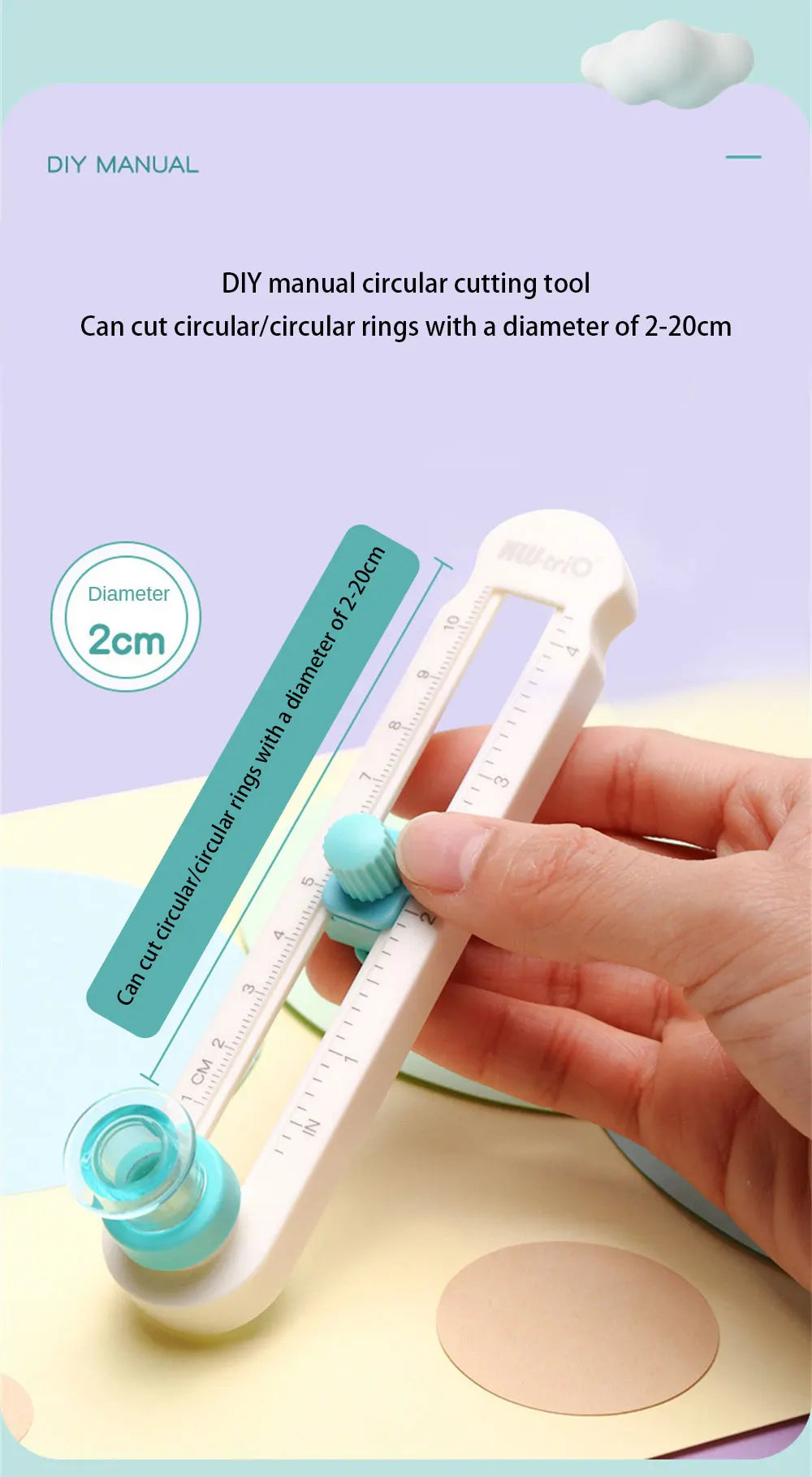 360° Adjustable Round Cutting Knife – DIY Compass Circle Cutter for Scrapbooking & Paper Crafts