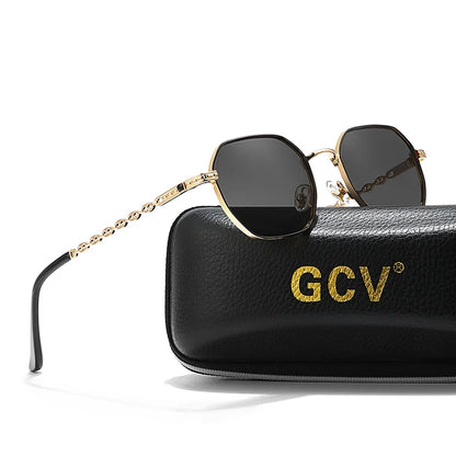 GCV Classic Retro Women's Rectangular Sunglasses — Metal Frame with Polaroid Lenses