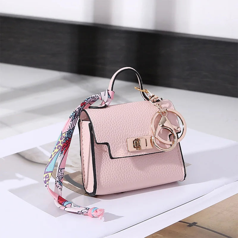 Luxury Mini Coin Purse - Fashionable Silk Scarf Bracelet Keychain Pendant Bag Accessory