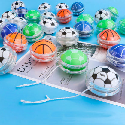 10pcs Classic Yoyo Toys – Football & Basketball Patterned Favors for Kids Birthday, Pinata, & Kindergarten Rewards