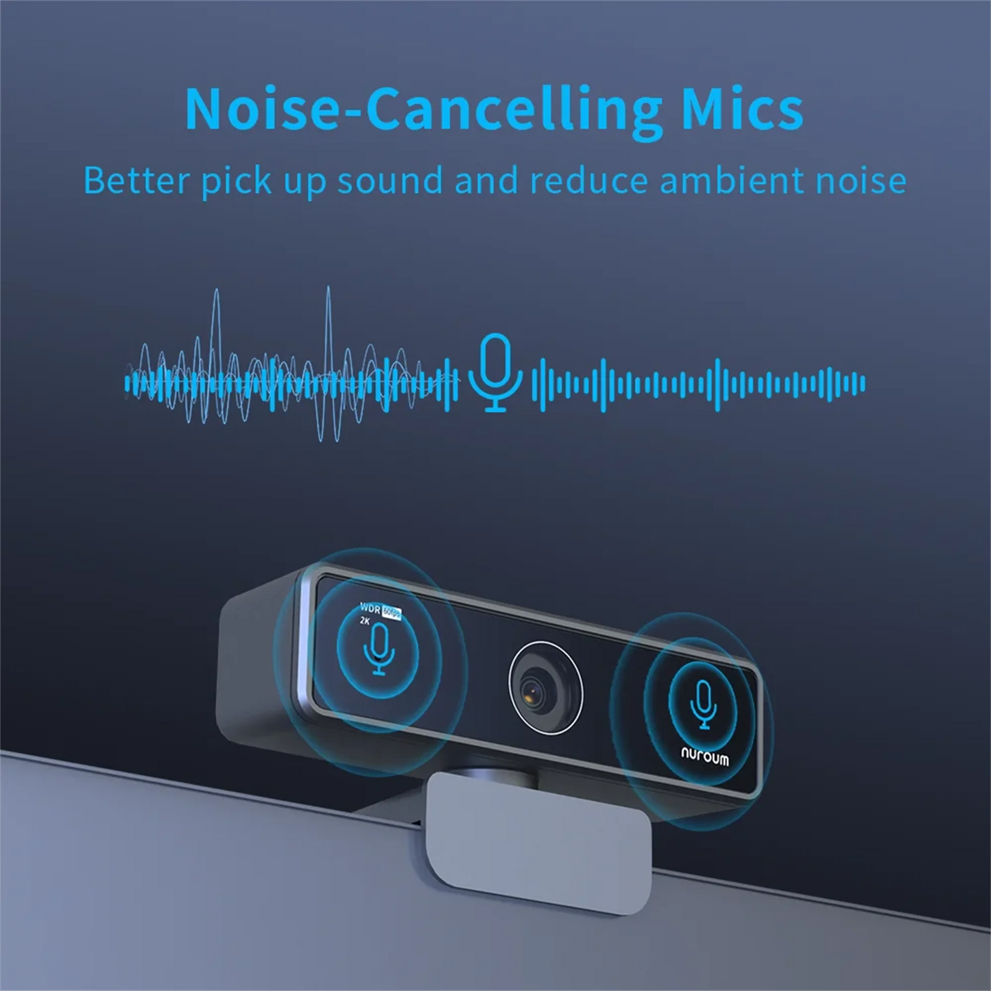 NUROUM V11 2K Webcam with Dual Microphones – 1080P 60fps & 1440P 30fps USB Camera for PC & Laptop