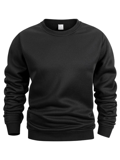 Men’s Crew Neck Sweatshirt — Solid Color Casual Long Sleeve Pullover for Spring Outdoor Sportswear