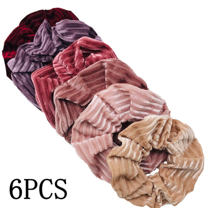 10/6/1Pcs Velvet Hair Scrunchies Set for Women – Solid Color Elastic Ponytail Hair Bands & Headband Accessories (Black Pack)