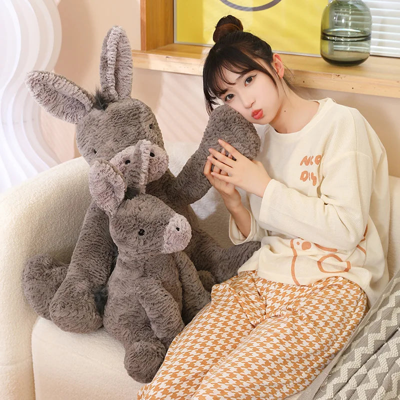 23/40/60cm Cute Burro Plush Toy — Grey Donkey Stuffed Animal, Soft Baby & Infant Doll, Birthday Gift & Room Decor