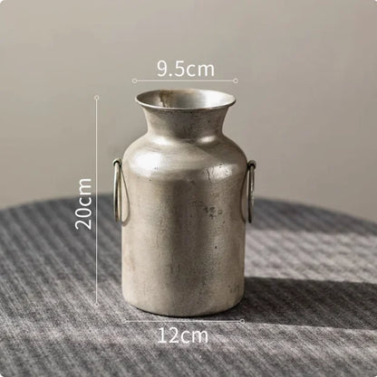 European Retro Iron Goblet Vase — Metal Flowerpot for Home, Living Room, Hotel & Flower Arrangement Decor