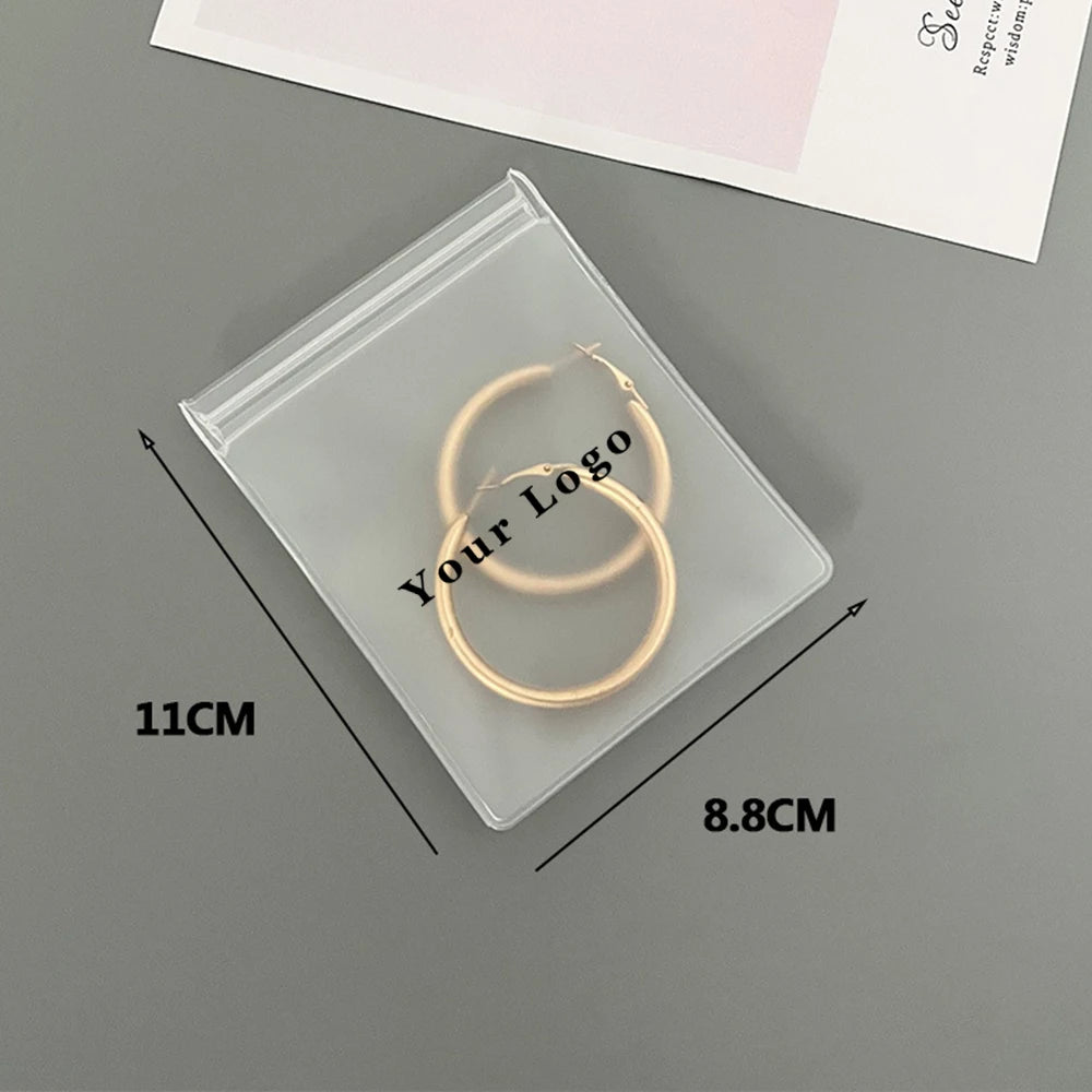 Personalized Transparent EVA Jewelry Zipper Bag – Frosted Plastic Storage Pouch for Ring, Earring, Necklace & Bracelet Packaging