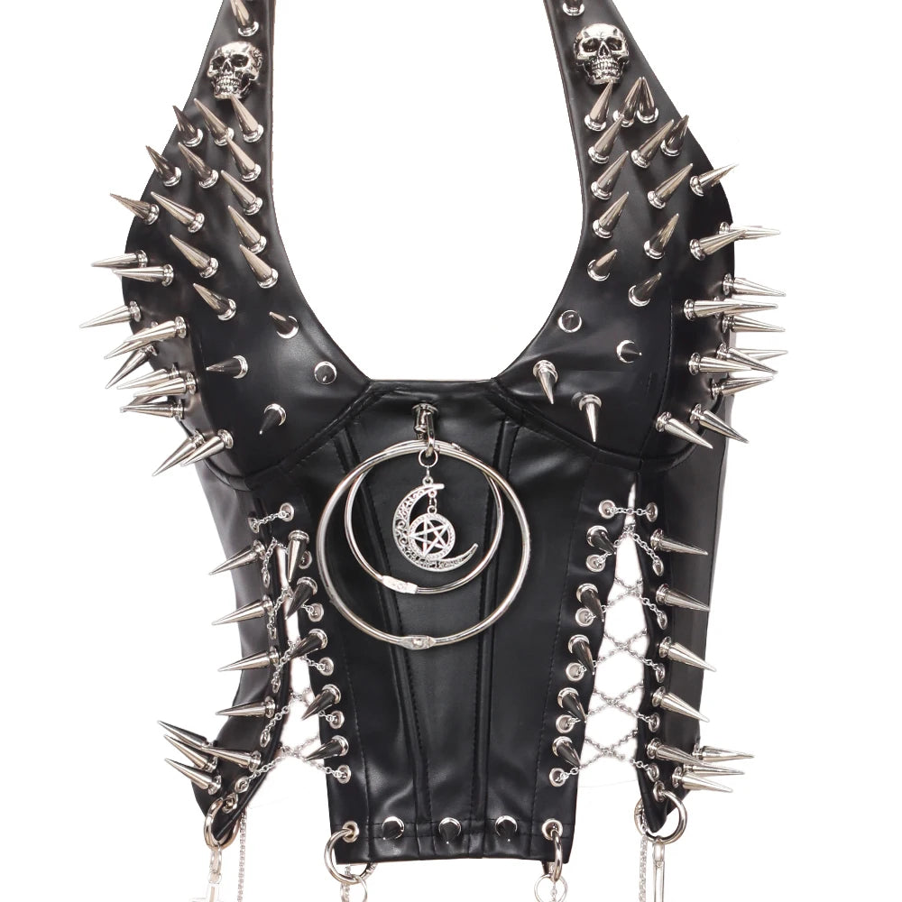 Y2K Gothic Spiked Tank Top - Punk Rock Emo Grunge Festival Style for Women