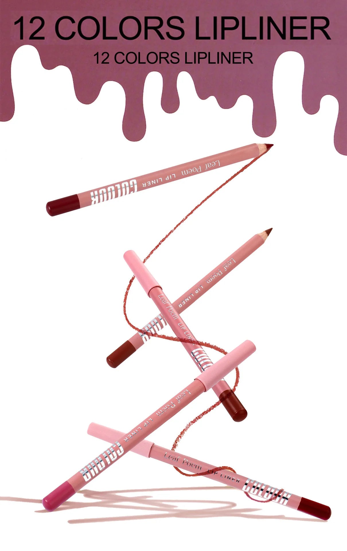 12-Color Matte Lipliner Pencil – Waterproof, Plumping Lip Liner for Natural Nude & Pink Shades | Professional Lip Contour Makeup