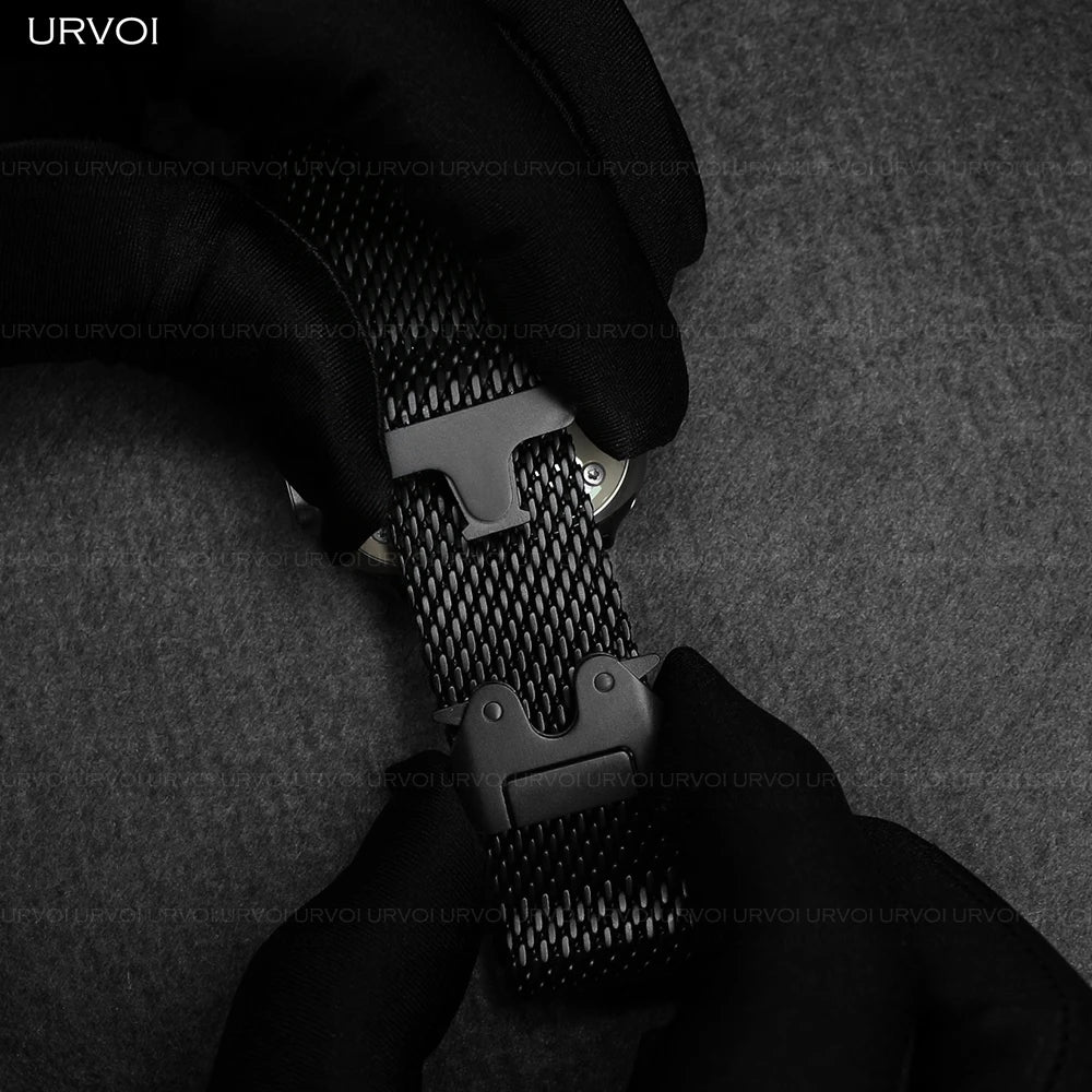 URVOI Stainless Steel Mesh Band for Apple Watch Ultra 2/1, Series 10/9 – 316L Secure Parachute Buckle, 46/49mm