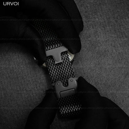 URVOI Stainless Steel Mesh Band for Apple Watch Ultra 2/1, Series 10/9 – 316L Secure Parachute Buckle, 46/49mm