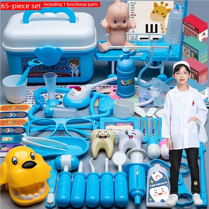 WizKidz Doctor Nurse Role Play Set - Medical Tools with Stethoscope & Injectors, Pretend Play Trolley Box, Ideal Gift for Kids