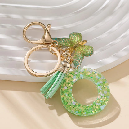 A-Z Initial Letter Resin Keychain - Green Butterfly Lobster Key Ring & DIY Charm