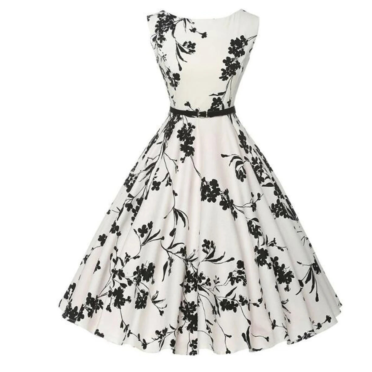 Women’s Summer Floral Vintage Swing Dress – Retro Rockabilly Casual Floral Midi Vestido for Everyday & Vacation Wear