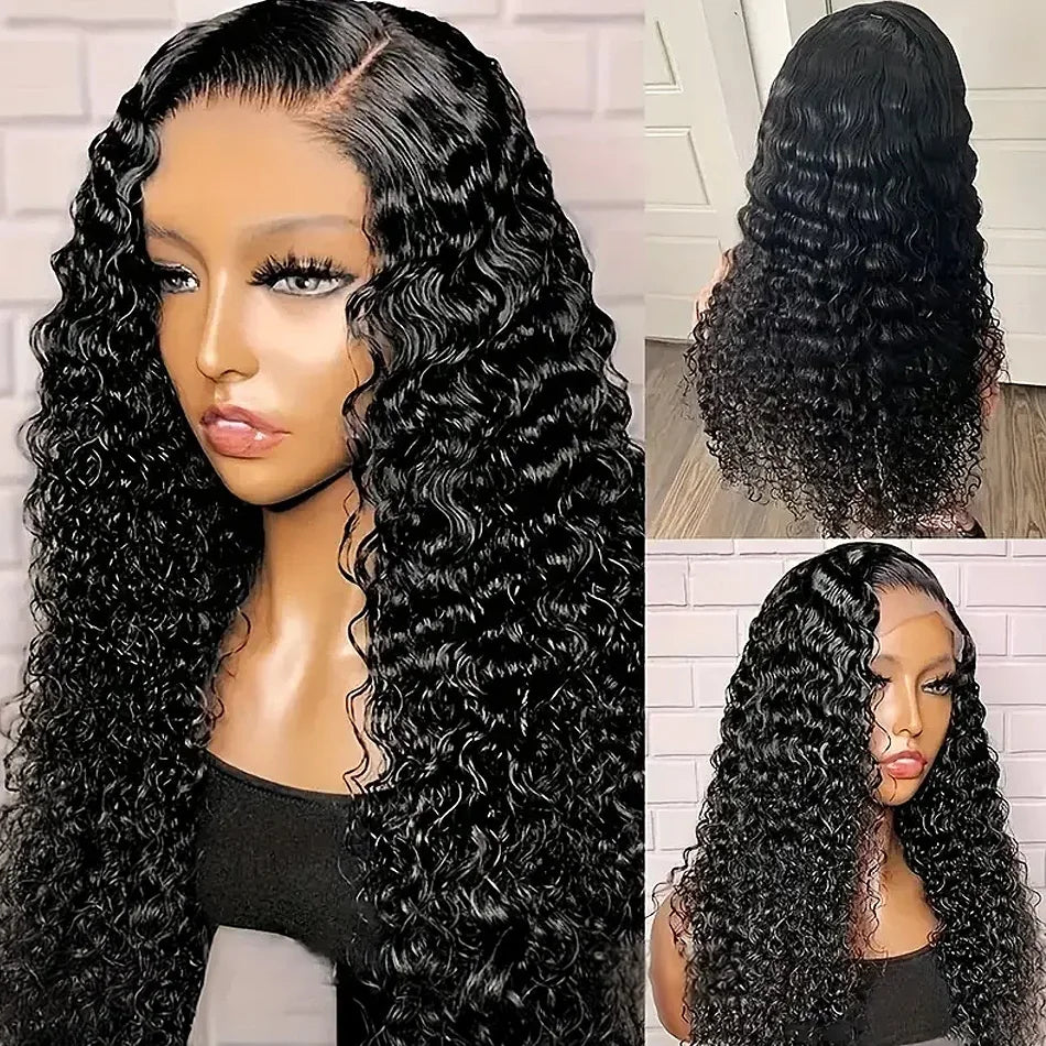 250% Density Deep Wave Lace Front Wig – 13x6 HD Water Wave Curly Frontal, Human Hair for Black Women