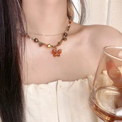 Y2K Opal Pendant Necklace - Fashion Punk Bohemian Metal Chain Jewelry for Women & Girls
