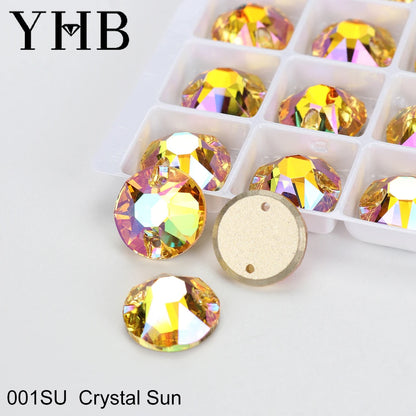 YHB XIRIUS AB Moonlight Glass Crystal — Flatback Sew-On Rhinestones for Garments, Clothes & Bags