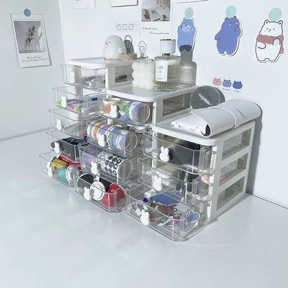 Multifunctional Desktop Storage Drawer Box – Pen Holder, Hair Accessories Rack and Multi-Layer Jewelry Organizer