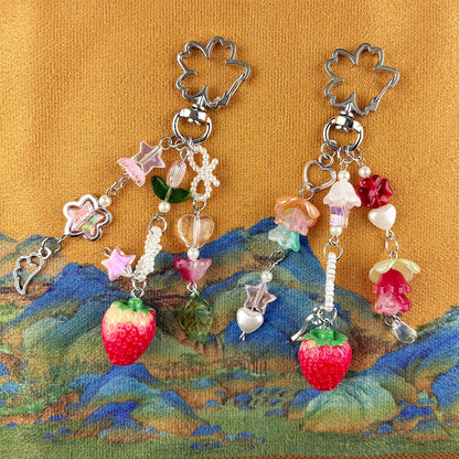 Cute Bear Strawberry Beaded Phone Charm - Y2K Coquette Keychain & Handbag Pendant Accessory Gift