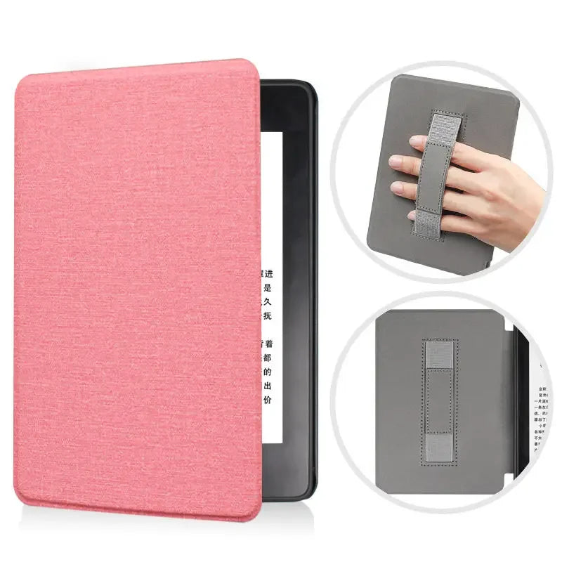6" Kindle 11th Generation 2024 Case | PU Leather Ebook Cover with Hand Strap & Auto Wake Sleep
