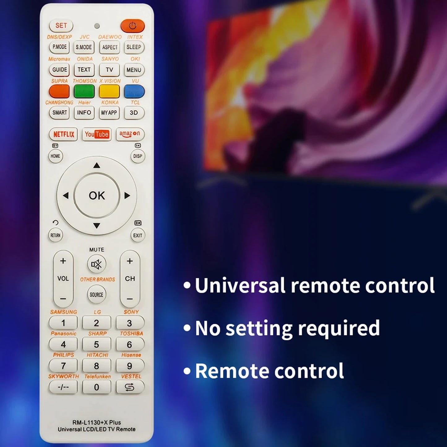 Universal RM-L1130+X Replacement Remote Control – Compatible with RM-L113+12 & RM-L1130+8 Television Models