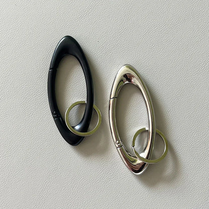 Unisex Essential Belt Icon Carabiner Keychain – Blackout Oval Solid Buckle for Men & Women Bag Accessories