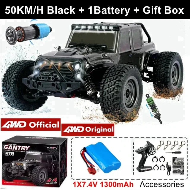4WD Remote Control Car – Off-Road 4x4 RC High-Speed Buggy Truck, Brushless 50/80KM/H Drift Racing Toy for Kids & Adults