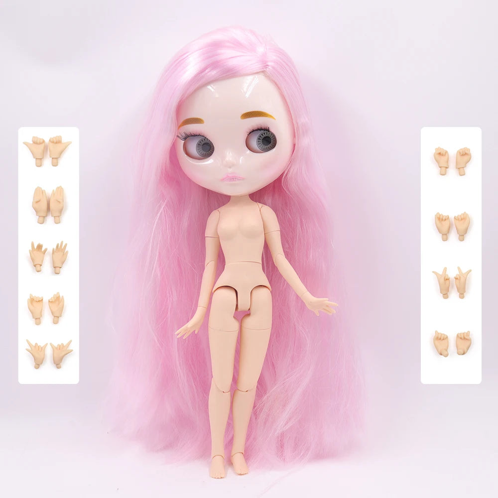 ICY DBS Blythe Doll 1/6 Joint Body 30cm BJD – Shiny Face with Extra Hands, DIY Fashion Doll Gift