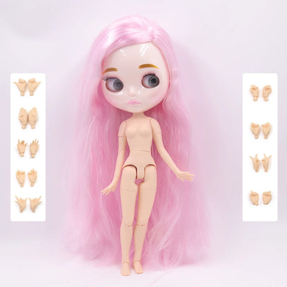 ICY DBS Blythe Doll 1/6 Joint Body 30cm BJD – Shiny Face with Extra Hands, DIY Fashion Doll Gift