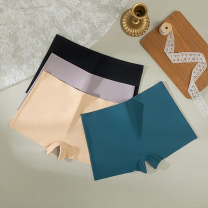 BZEL 4PCS Women's Seamless Panties – Breathable Silk Satin Boyshorts, Comfortable Sports Lingerie Underwear