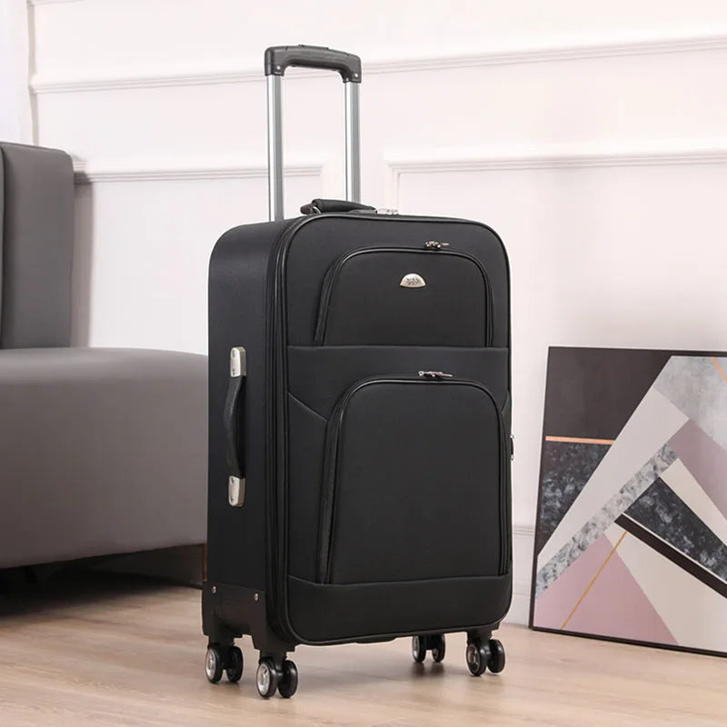 Ex Canvas Travel Suitcase – Trendy Fashionable Rolling Luggage with Combination Lock & 360° All-Direction Wheels for Business Travel