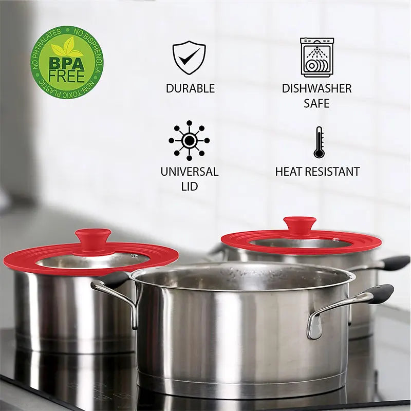 Multifunctional Tempered Glass Pot Lid with Silicone Rim: Cool Touch Handle, Steam Dishwasher Safe - Skillet Pan Cover, Ideal Christmas Gift