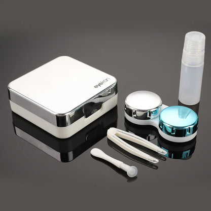 Portable Square Contact Lens Case – Travel Storage Container & Soaking Box in Solid Colors, Fashion Eye Care Accessories