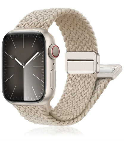 Braided Nylon Magnetic Apple Watch Band – Adjustable Sport Loop Strap for iWatch Series SE 6–10 & Ultra 2 (38mm–49mm)