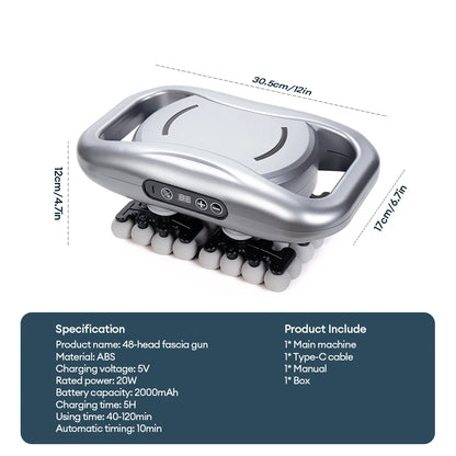 48-Head Body Massage Gun — High-Frequency Vibration Fascia Massager for Neck, Back, Waist, Thigh & Shoulder Muscle Relief