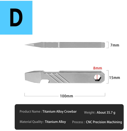 Titanium Alloy Multifunction EDC Tool – Wrench, Pry Bar, Bottle Opener & Screwdriver for Outdoor Use
