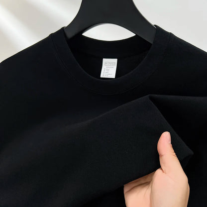 100% Pure Cotton Men’s Summer T-Shirt – High-End Short Sleeve Round Neck Breathable Fashion Top
