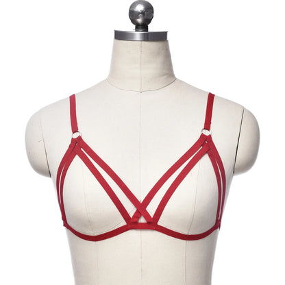 GUUOAT Women’s Open-Cup Lingerie Bra - Hollow-Out Design with Adjustable Cross Straps