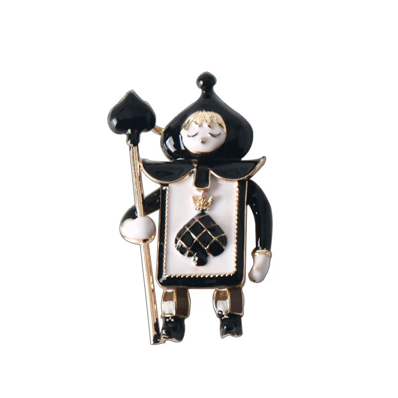 Cartoon Playing Card Soldier Brooch - Cute Red Peach Pin Badge for Bags & Accessories