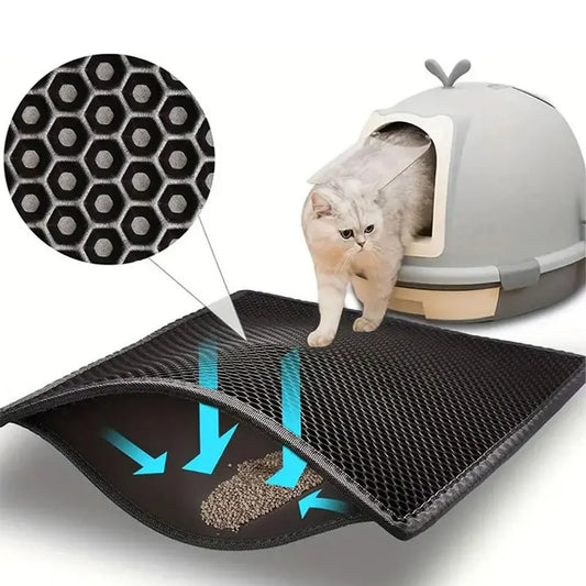 Double Layer Cat Litter Mat - Waterproof Pet Litter Trapping Pad for Clean Floors and Cat Box Accessories