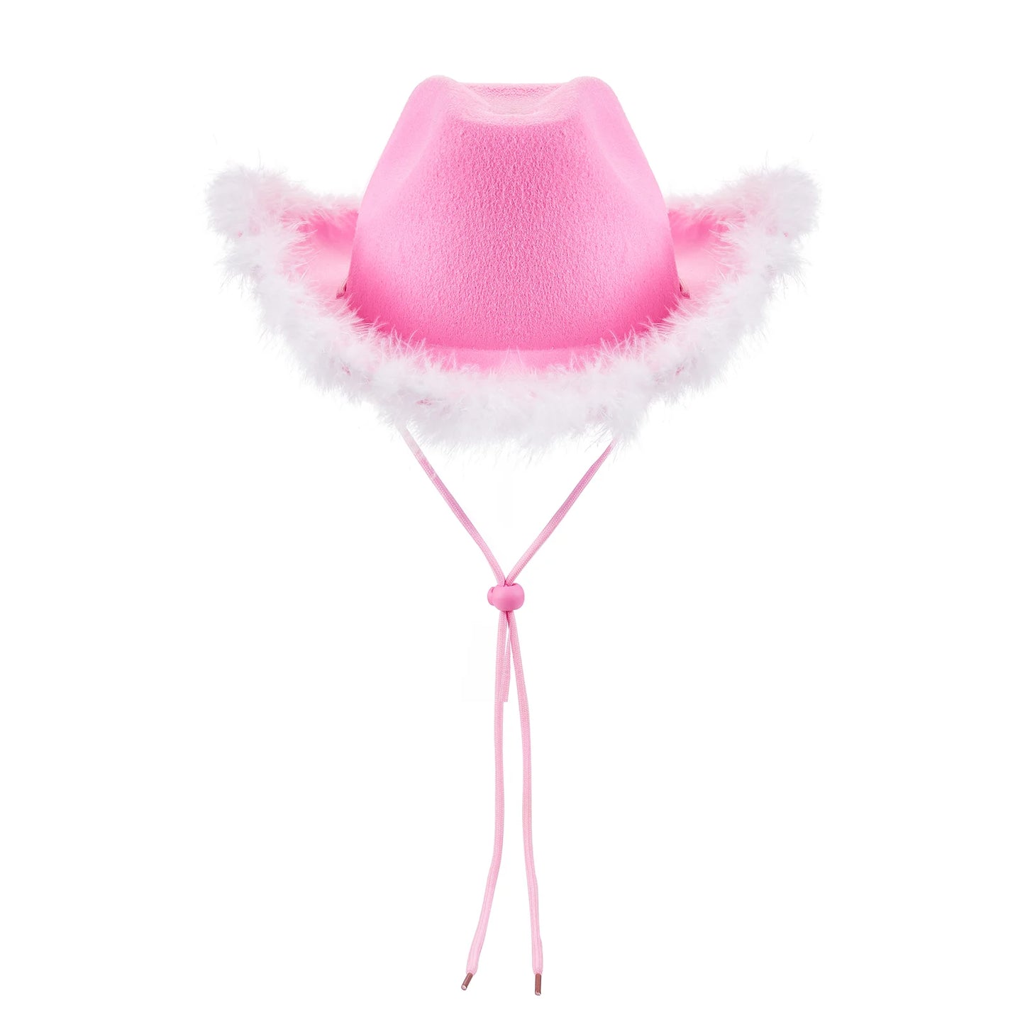 Women's Cowboy Hat – Wide Brim Solid Color with Furry Trim for Parties & Outings