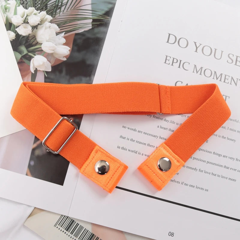 Elastic Buckle-Free Canvas Belt for Women – Stretch Waist Belt for Jeans & Pants, Invisible Lazy Belt
