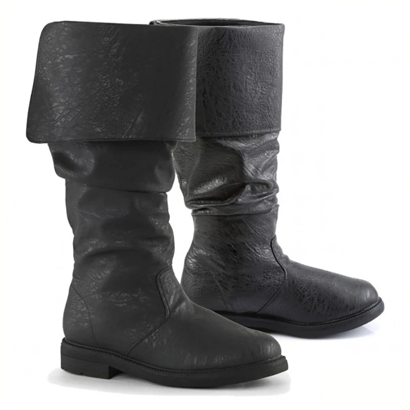 Medieval Leather Boots – Jack Sparrow Renaissance Half-Haddock Shoes, LARP Pirate Warrior Vintage Jackboots for Men