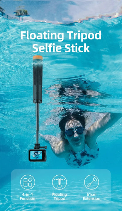 BSLIUFANG Underwater Buoyancy Pole Selfie Stick Tripod — Extendable Mount for GoPro, Insta360, DJI Osmo, and Sports Cameras