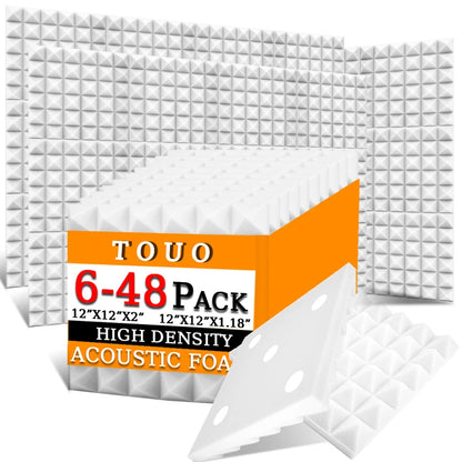 TOUO Acoustic Foam Panels 6–48 Pack Studio Soundproof Wall Panels – Sound Absorbing Sponge for Home, KTV & Recording Rooms