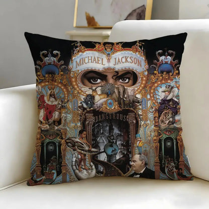 Michael Jackson Cushion Cover - Soft, Easy-Wash Decorative Pillowcase for Sofa, Bed, Office & Travel