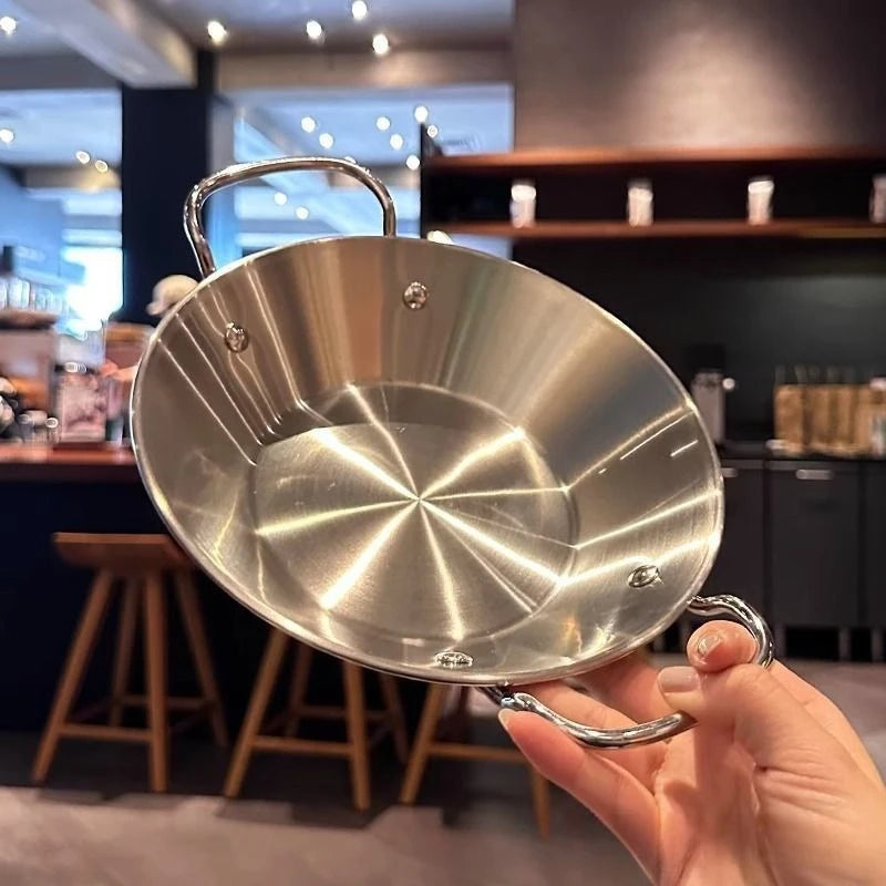 21cm Stainless Steel Seafood Rice Pan - Korean-Style Commercial Frying Pan