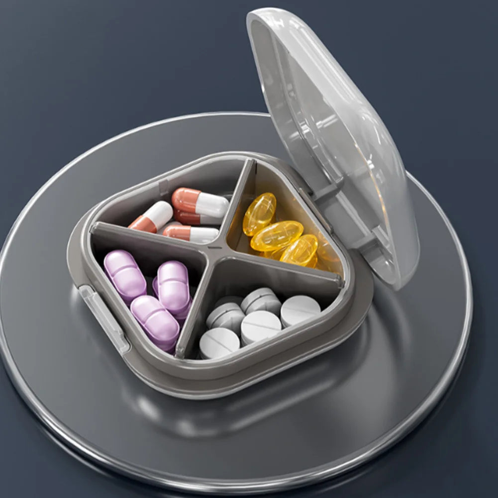4-Grid Portable Pill Case – Moisture-Proof Medicine Organizer Box, Compact Travel Pill Storage Container for Outdoor & Daily Use