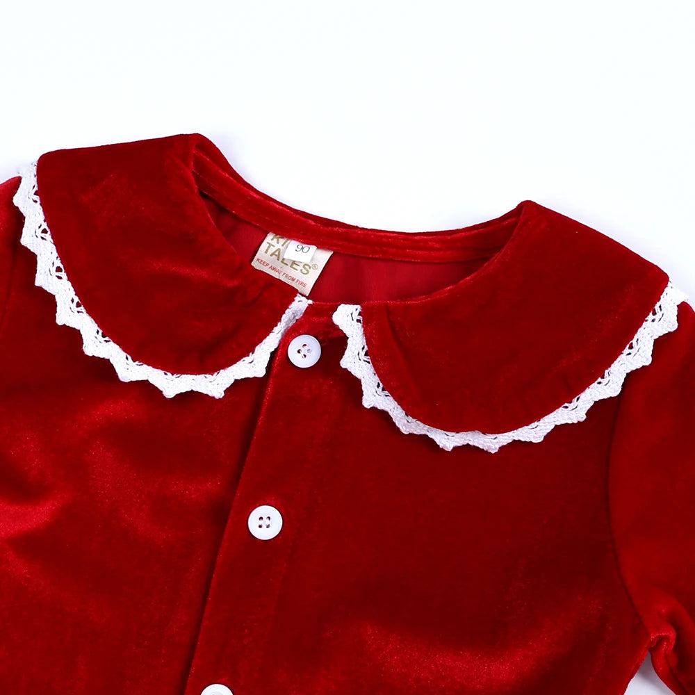 2025 Kids Christmas Pajama Set – Velvet Long Sleeve Sleepwear with Pants