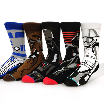 Cartoon Anime Crew Socks - 5 Pairs Unisex Hip Hop Street Style Novelty Casual Socks for Men and Women